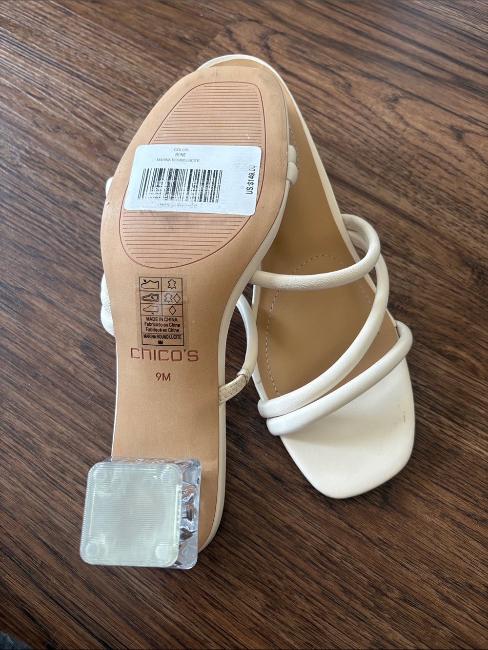 Chico's Cream Strappy Square-Toe Block Heel Sandals size 9 Brand new